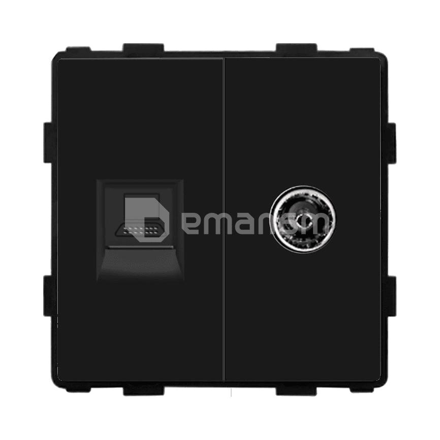 როზეტი ჩარჩოს გარეშე Socket Style 2 Internet CAT6 RJ45 TV შავი