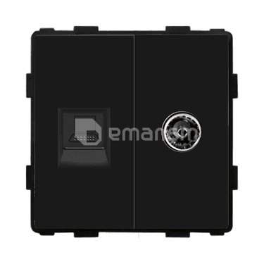 როზეტი ჩარჩოს გარეშე Socket Style 2 Internet CAT6 RJ45 TV შავი