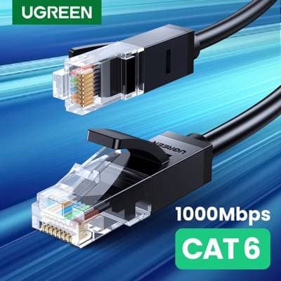 ქსელის კაბელი UGREEN NW102 (20165) Cat6 Patch Cord UTP Lan Cable, 15m, Black