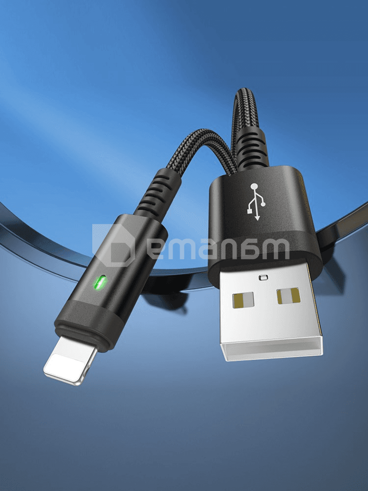 მობილური ტელეფონის დამტენი სადენი Borofone USB-A Lightning 1.2მ 2.4А
