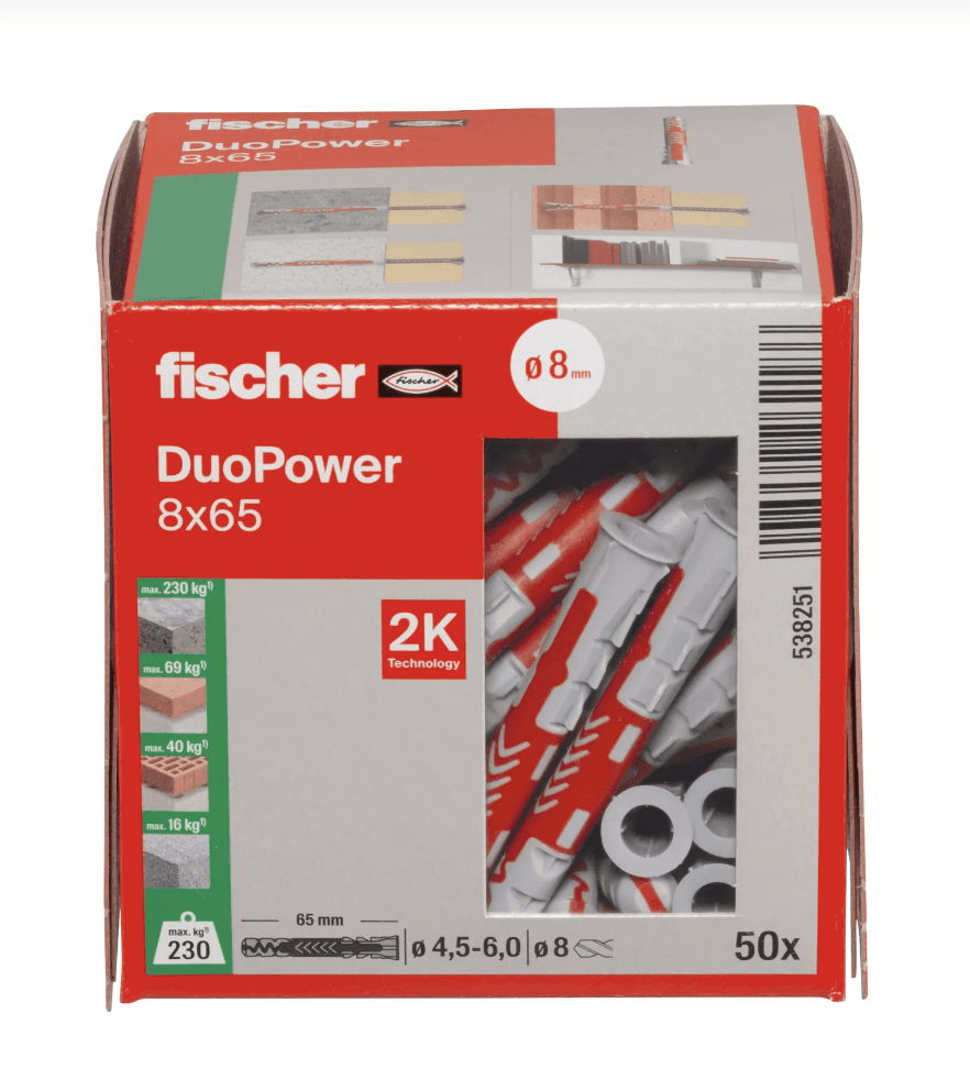 დუბელი DUOPOWER 8x65 (50 ცალი)