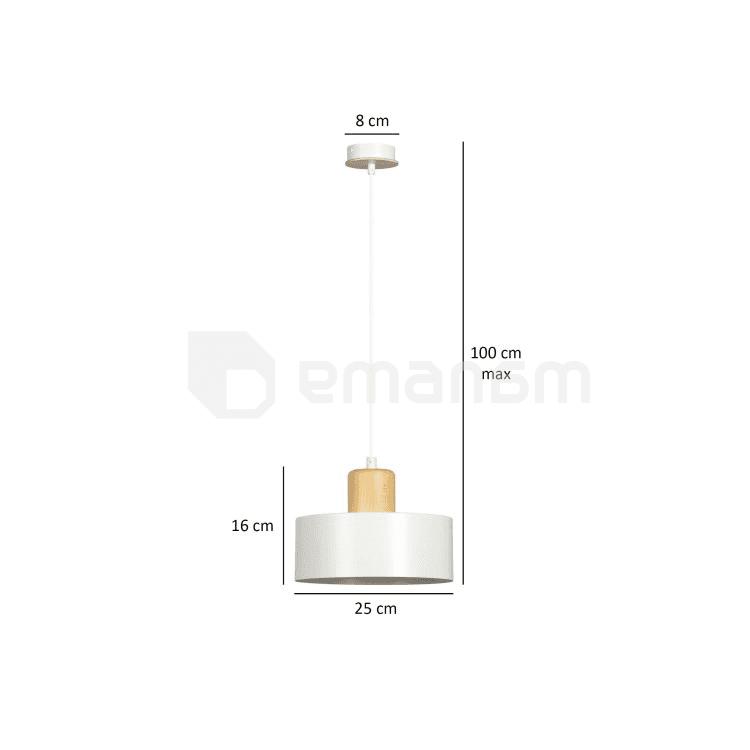 საკიდი EMIBIG Torin 1 E27 1x MAX 60W თეთრი