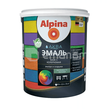 ემალი აკრილის Alpina Aqua აბრეშუმისებრი-მქრქალი 10 ლ