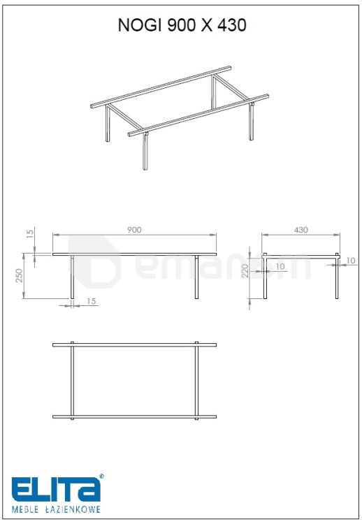 საყრდენი აბაზნის ავეჯისათვის Elita  UNIT LEGACY 100 3DR 1D (Black)