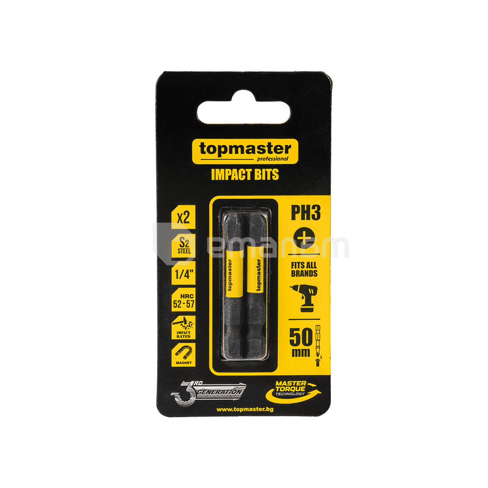 ბიტა დარტყმითი TOPMASTER 338732 PH3 50 მმ  2 ც