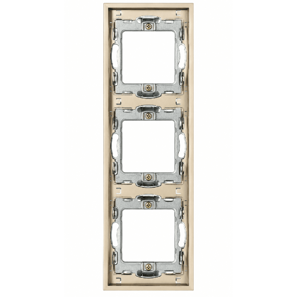 ჩარჩო ჩამრთველისა და როზეტისთვის DOMINO LS-70/90-048 3 ადგილიანი ოქროსფერი 22x8 სმ