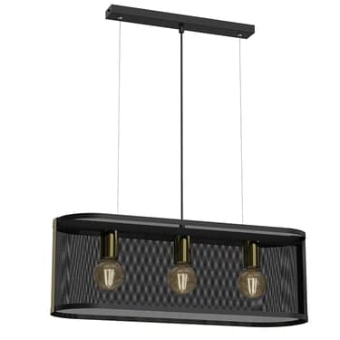 ჭაღი Luminex 4151 Kaga 3 E27 15W შავი ოქროსფერი