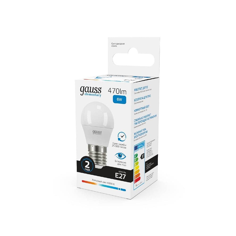 LED ნათურა Elementary Ball 6W 470lm 6500K Е27 - 53236 Gauss