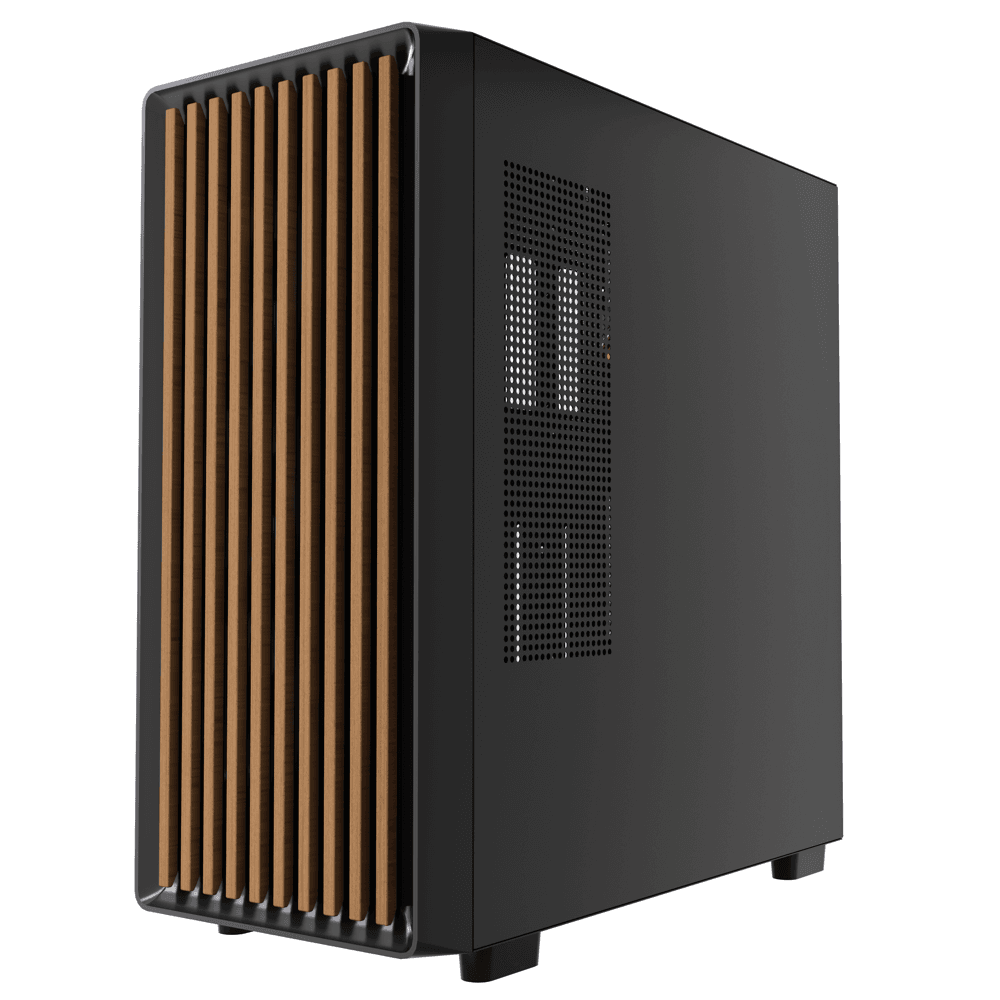 ქეისი ALLX AX-G2147, Computer Case, EATX, ATX, MATX, ITX, USB 3.0, USB, HD Audio, Black/Brown