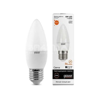 ლედ ნათურა Candle 6W E27 2700K gauss el - 33216