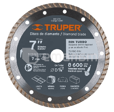 ალმასის დისკი Truper Turbo DID-270 180 მმ