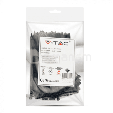 სადენის შესაკრავი V-TAC 2.5 100მმ  100 ც შავი 11160