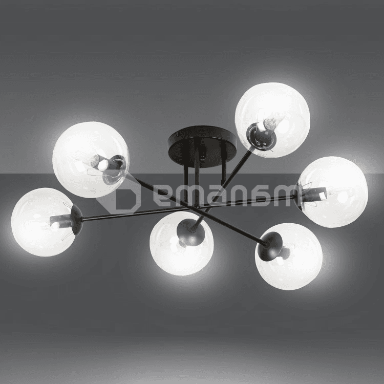 საკიდი EMIBIG Brendi 6B E14 6x MAX 40W შავი გამჭირვალე