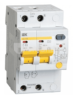 დიფერენციალური ავტომატი AD12M 2R C25 30mA IEK