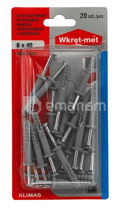 დიუბელი ლურსმანი საყელოთი Wkret-met BSMK-06040 6x40 მმ 20 ც