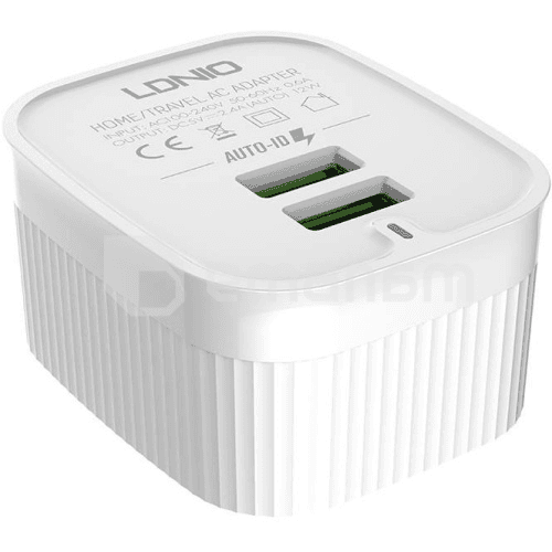 დამტენი LDNIO A201 12W 2.4А USB To Type C 2 USB კაბელი