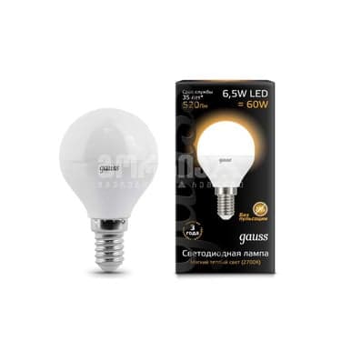 ლედ ნათურა Globe E14 6.5W 2700K gauss - 105101107