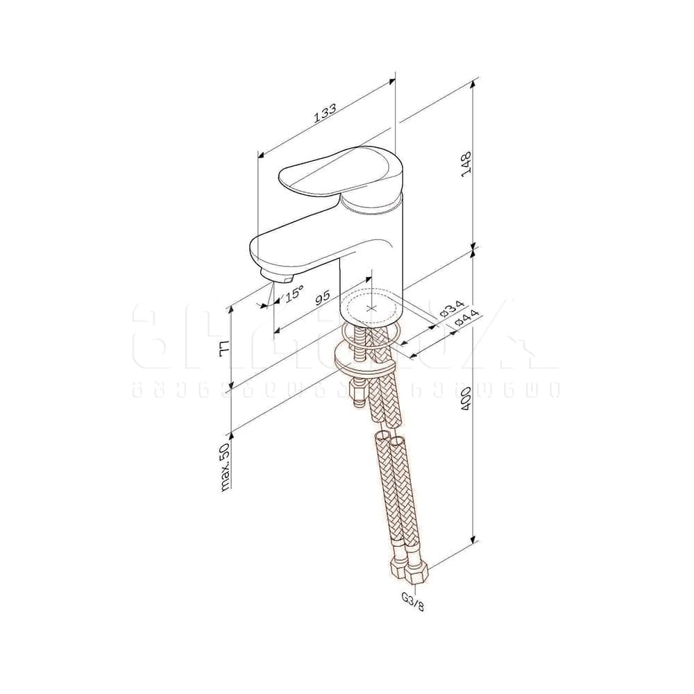 ხელსაბნის შემრევი ქრომირებული Sunny  F85C02100