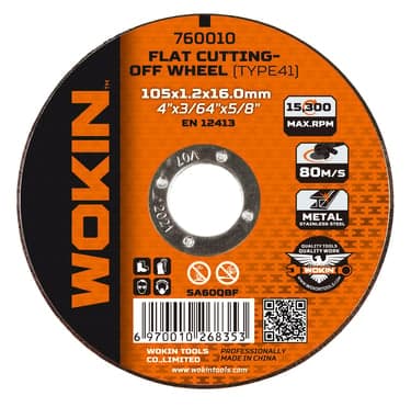 მეტალის საჭრელი დისკი Wokin 760012, 125*1*22.2mm, Flat Cutting-Off Wheel (TYPE41), Orange
