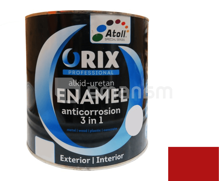 ემალი ანტიკოროზიული Atoll Orix Color 3 in 1, 2 ლ წითელი RAL 3002
