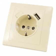 როზეტი დამიწებით + USB TDM SQ1814-0140 1 განყოფილებიანი სპილოს ძვლისფერი