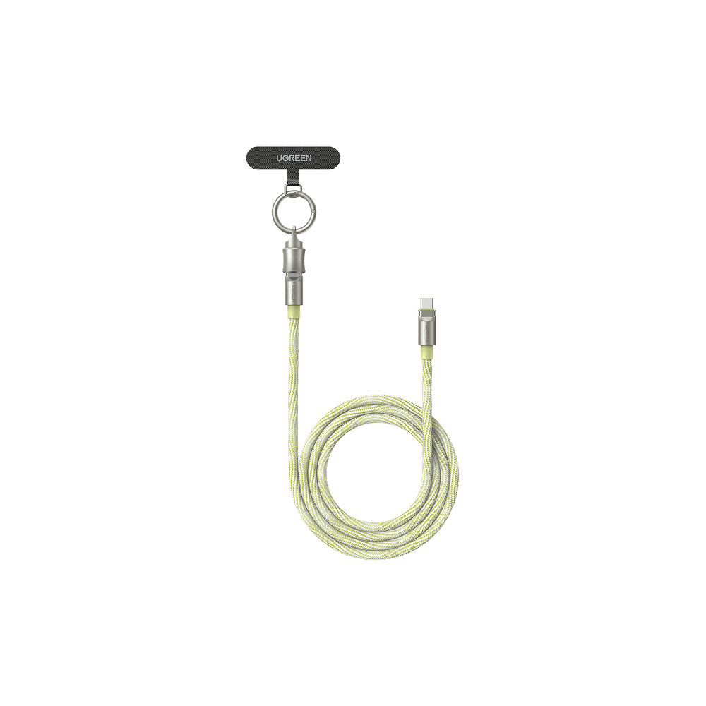 USB კაბელი UGREEN L508 (35500), 60W, Type-C To Type-C PD Fast Charging Lanyard Cable, 1.2m, Green