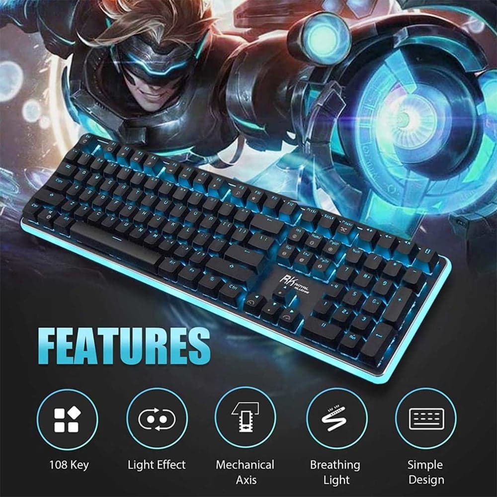კლავიატურა Royal Kludge RK918 Mechanical Keyboard, Blue switch, Wired, USB, Black
