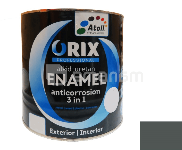 ემალი ანტიკოროზიული Atoll Orix Color 3 in 1, 0.7 ლ ნაცრისფერი RAL 7045