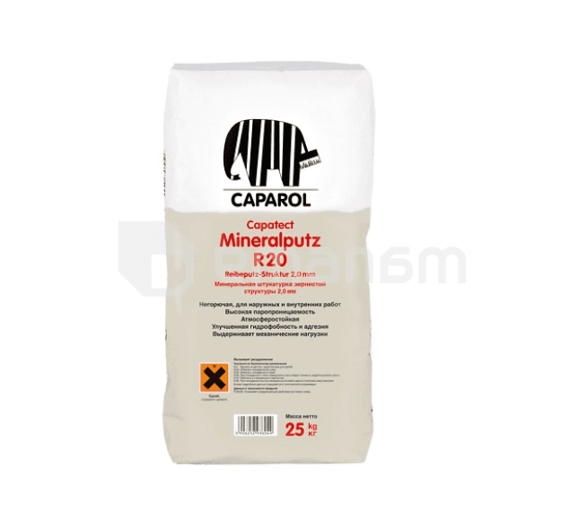 ფასადის დეკორატიული ფითხი Caparol Capatect Mineral-Leichtputz R20 25 კგ