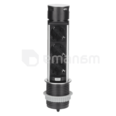 დამაგრძელებელი ORNO 3х1,5მ Schuko Ø60 USB-A და C INOX OR-GM-9027 GS