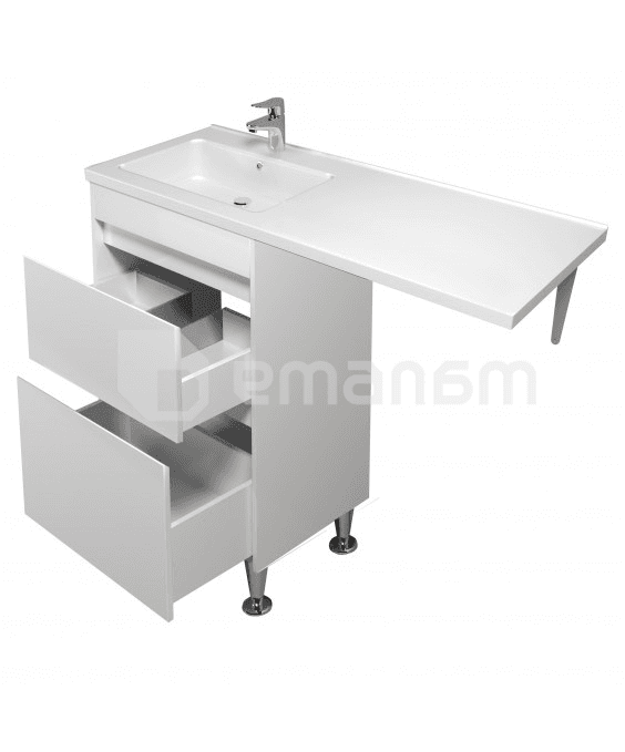 აბაზანის ტუმბო ხელსაბნით მარცხენა WING 60-W L white Rodeo-120 L სარეცხი მანქანისთვის