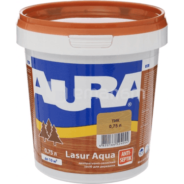 აკრილის ლაქი Aura Lasur Aqua ტექი  0,75 ლ
