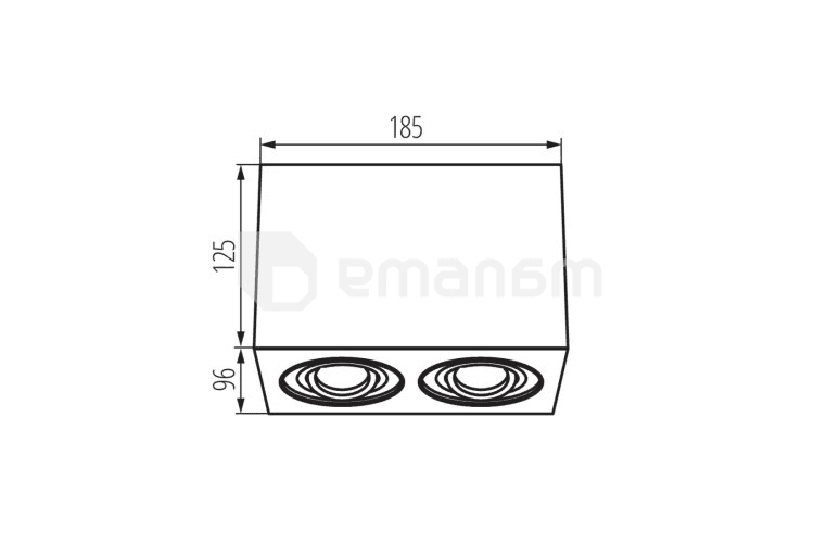 დაუნლაითი მბრუნავი Kanlux GORD DLP 250-B GU10 2x MAX 25W