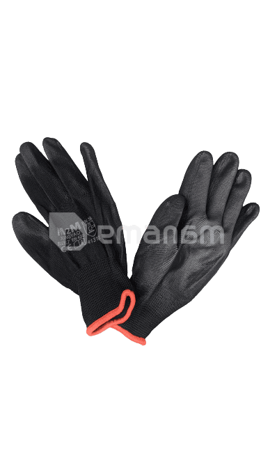 შავი ხელთათმანი შავი პოლიურეთანით დაფარული  M2M 300/141 S7