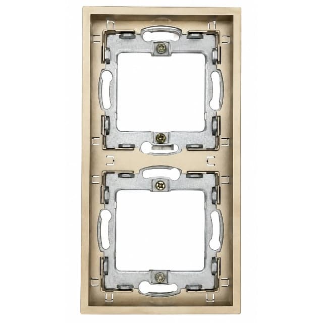 ჩარჩო ჩამრთველისა და როზეტისთვის DOMINO LS-70/90-047 2 ადგილიანი ოქროსფერი 15x8 სმ