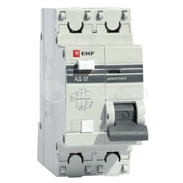 დიფერენციალური ავტოამომრთველი EKF 2P 1P+N 25A 30mA