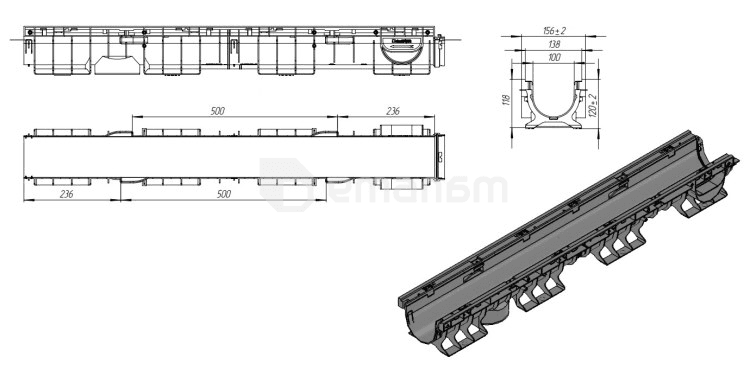 ღარი Standartpark PolyMax Basic ЛВ-10.16.12-ПП (8020-M)