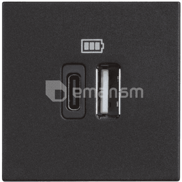 როზეტი Bticino bt-RG4287C2 USB  A C შავი