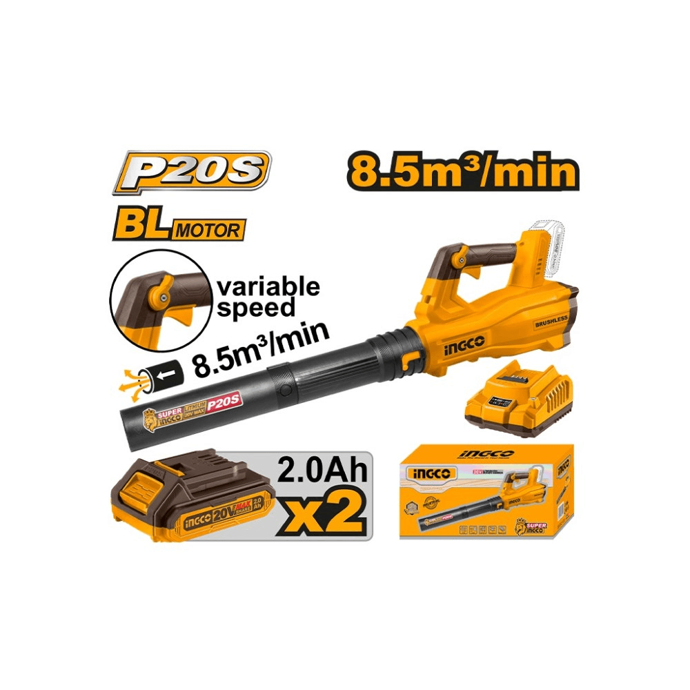 ჰაერსაბერი აკუმულატორის Ingco CABLI204282 20V 2x2.0Ah
