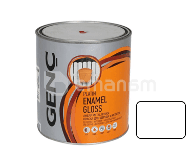 საღებავი ხის და ლითონის Genc Synthetic glossy paint Silver 1000 თეთრი მქრქალი 750 მლ