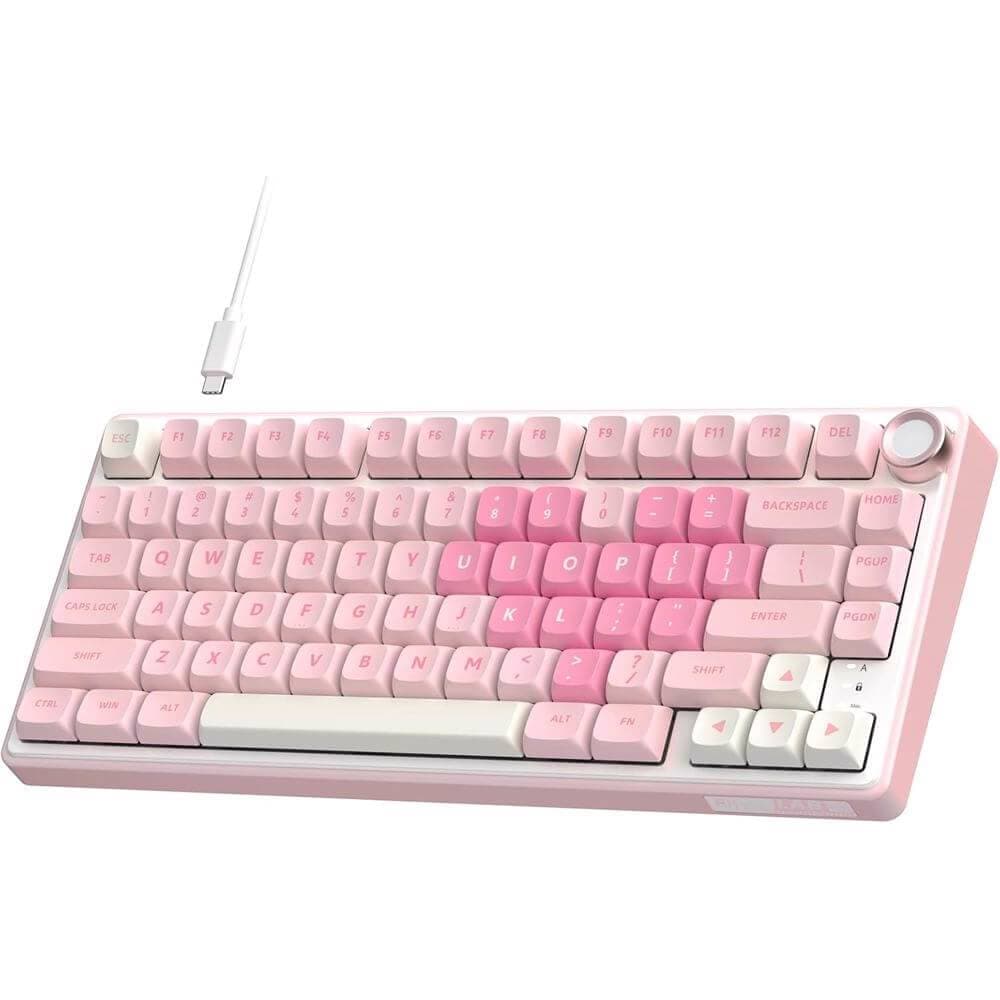 კლავიატურა Royal Kludge RKR75-PM-XW RGB Mechanical Keyboard, Beige Switch, Hot Swappable, Wired, USB, Pink Melody
