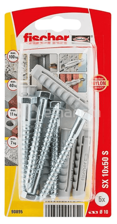 დიუბელი სჭვალით ექვსწახნაგა თავაკით Fischer SX10x50 S 5 ც 90895