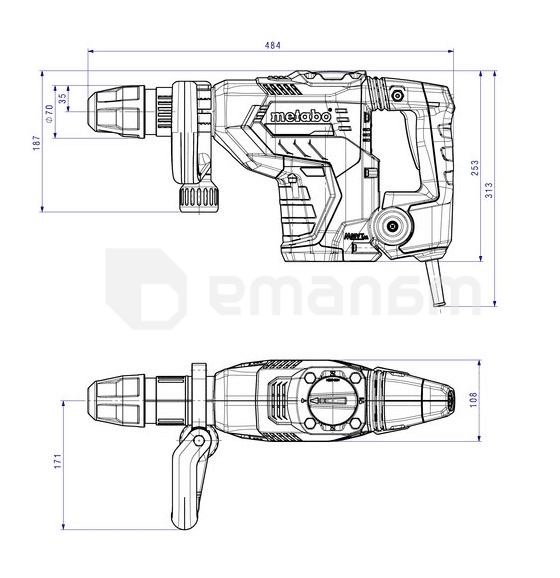 სანგრევი ჩაქუჩი Metabo MHEV 5 BL 1150W