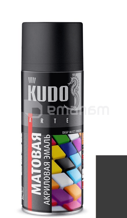 აეროზოლი ემალი Kudo RAL9005 მქრქალი შავი  520 მლ