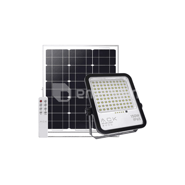 პროჟექტორი ACK მზის ენერგიაზე 150W 6500K 1650Lm მოძრაობის სენსორი IP65