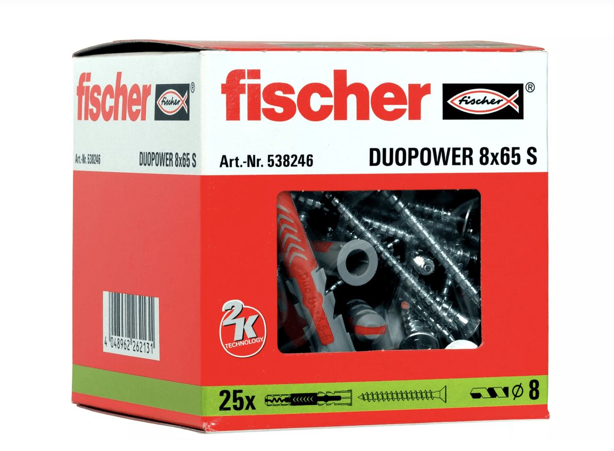 დუბელი DUOPOWER 8x65 S | ჭანჭიკით (25 ცალი)