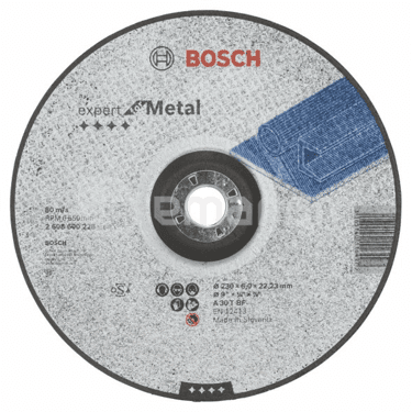 სახეხი დისკი ამოზნექილი ლითონისთვის Bosch Expert for Metal 230x6x22.23 მმ