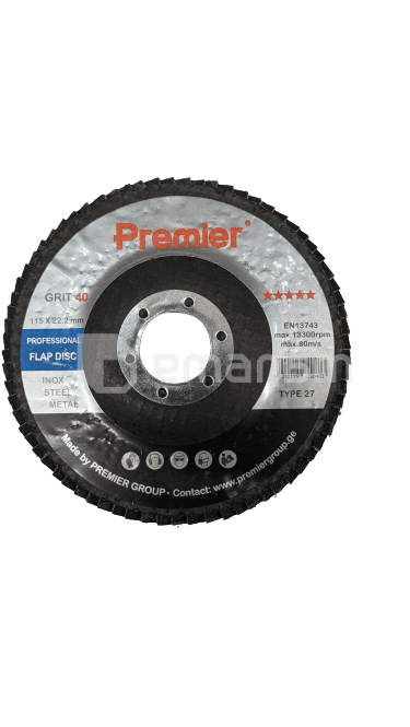 ლითონის სახეხი დისკო  Premier 115 x 22 მმ. #40 მმ