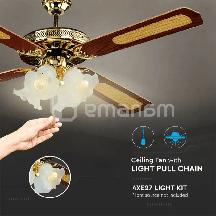 ჭაღი-ვენტილატორი V-TAC LED 4xE27 7921 55W