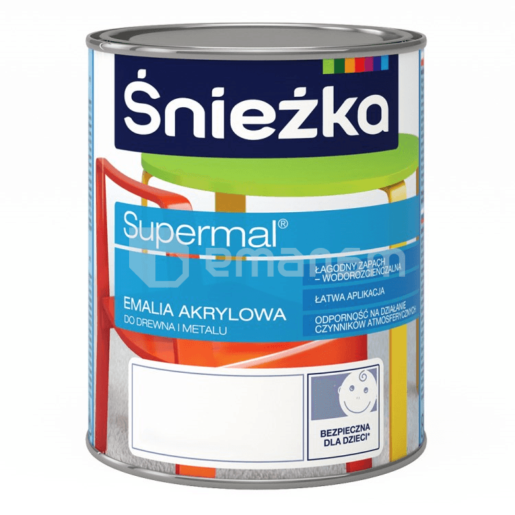 ემალი აკრილის Sniezka Supermal A400 თეთრი ნახევრად-პრიალა 0.4 ლ